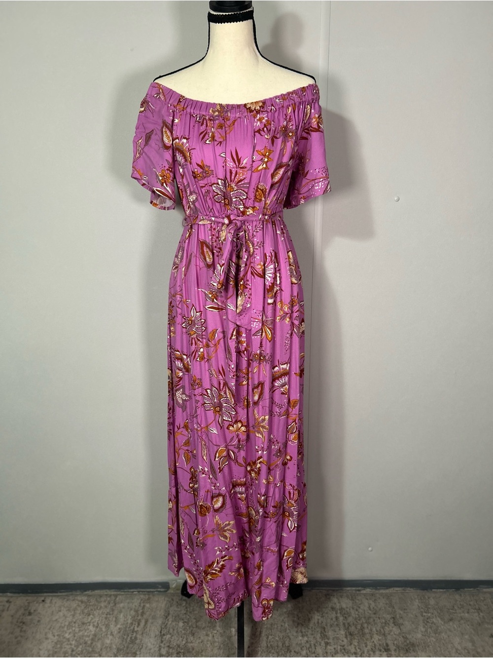 Isabel Maternity by Ingrid & Isabel Purple Floral Off-Shoulder Maxi Dress